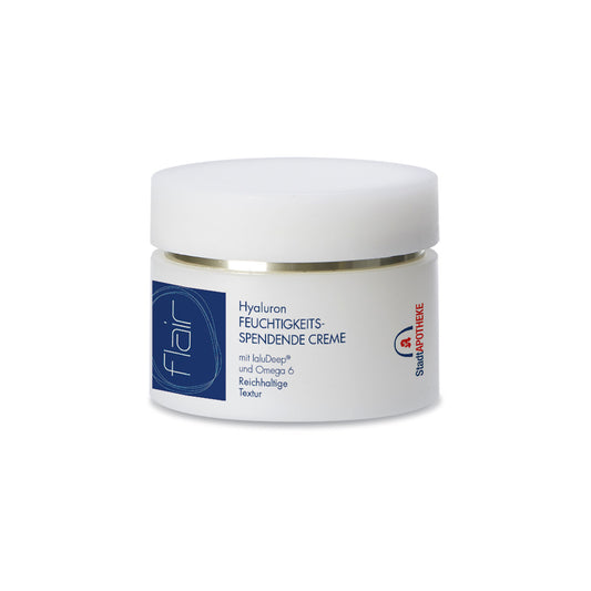 Flair Hyalouron Feuchtigkeitsspendende Creme mit Laludeep und Omega 6 Abbildung Tiegel