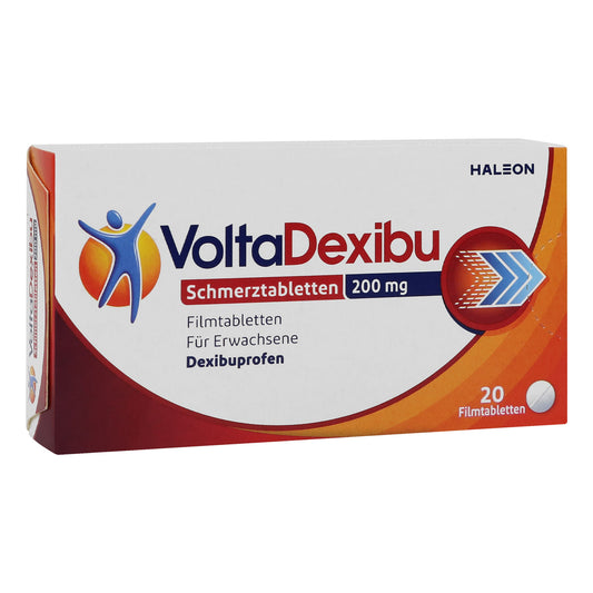 Packung VoltaDexIbu Schmerztabletten 200 mg 20 Filmtabletten
