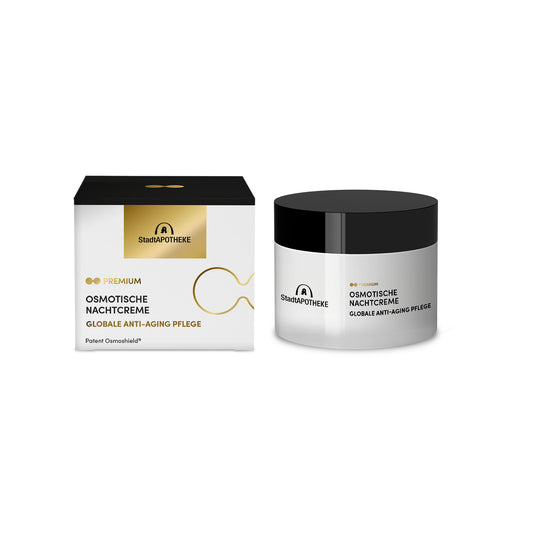 OSMOTISCHE NACHTCREME
GLOBALE ANTI-AGING PFLEGE
Patent OSMOSHIELD®